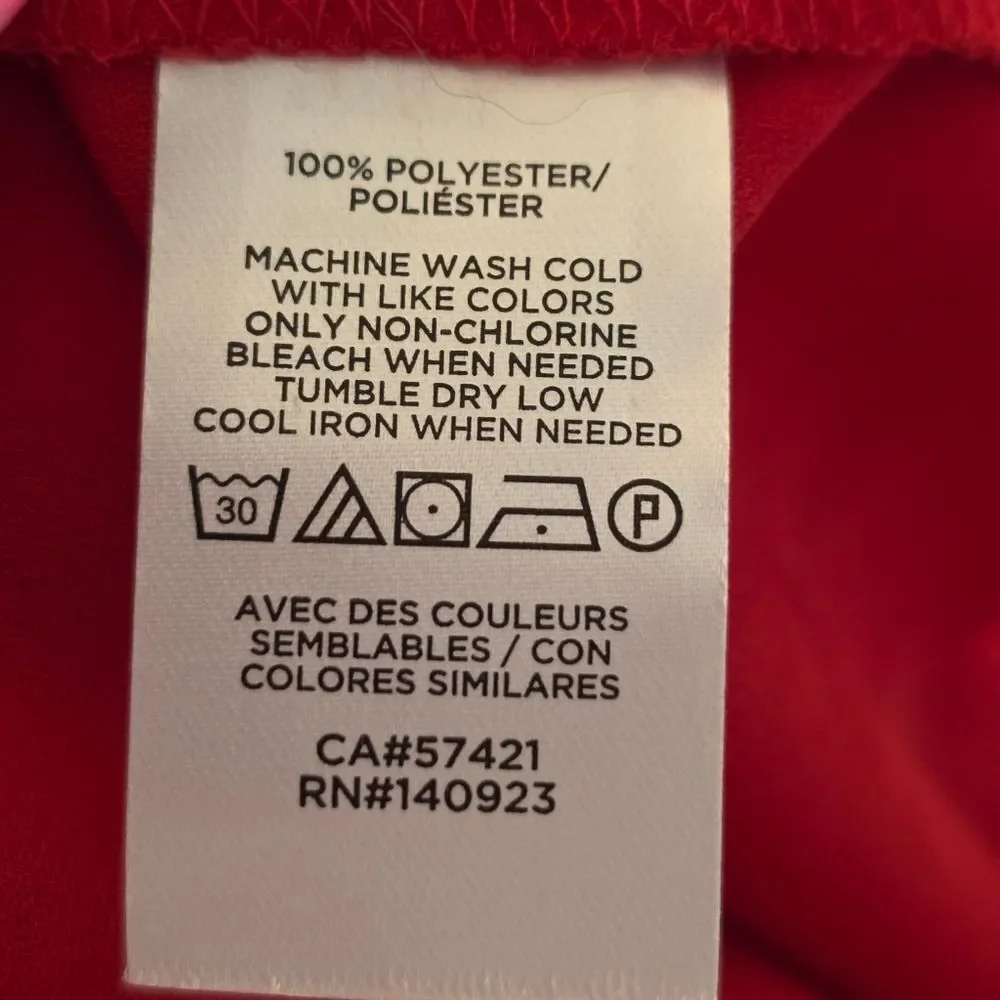 NWT LOFT Outlet Red Chiffon Ruffle Neck Blouse Size Small